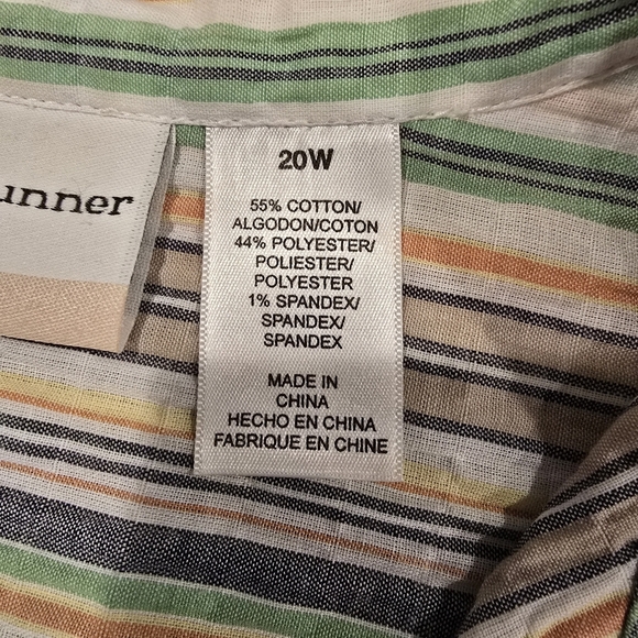 Alfred Dunner Women's Striped Embroidered Button-Down 20 W Colorful 3/4 Sleeve. - Picture 9 of 12